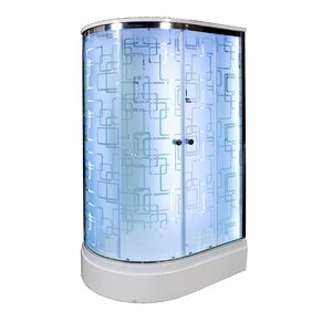 Изображение товара Душевая кабина AvaCan EM3012RLED, 120 x 90 см, с крышей, средний поддон, правая, стекло с рисунком, профиль хром