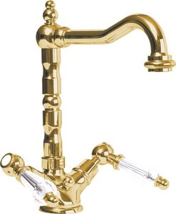 Изображение товара Смеситель Cezares DIAMOND-LS2-03/24-Sw с ручками Swarovski в золоте, Италия