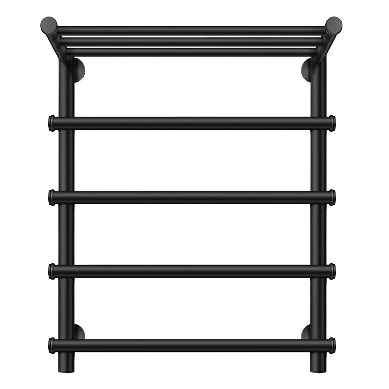 Изображение товара Полотенцесушитель водяной Secado Турин 1 СП, 4673739229545, ширина 70 см, высота 60 см, с полкой, черный матовый, 60x60x70