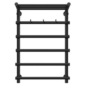 Изображение товара Полотенцесушитель водяной Secado Турин 1 КСП, 4673739229675, ширина 50 см, высота 80 см, с крючками, с полкой, черный матовый, 80x40x50