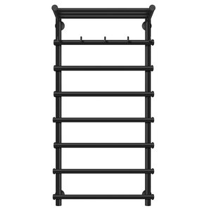 Изображение товара Полотенцесушитель водяной Secado Турин 1 КСП, 4673739229729, ширина 70 см, высота 100 см, с крючками, с полкой, черный матовый, 100x60x70