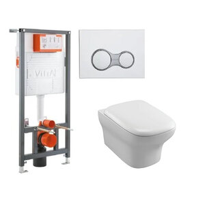Изображение товара Инсталляция Vitra Rapid с безободковым унитазом Jacob Delafon Vox, сиденье микролифт, клавиша смыва, 742-5800-01/EDM102-00/E20142-00/740-0480