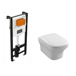 Изображение товара Инсталляция Jacob Delafon с безободковым унитазом Jacob Delafon Vox, сиденье микролифт, E24156-NF/EDM102-00/E20142-00