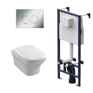 Изображение товара Инсталляция Am.Pm ProC с безободковым унитазом Jacob Delafon Vox, сиденье микролифт, клавиша смыва, I012707/EDM102-00/E20142-00/I070151