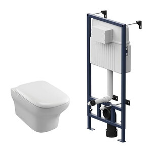 Изображение товара Инсталляция Am.Pm ProC с унитазом Jacob Delafon Vox безободковая, подвесная, белая Изображение товара Инсталляция Am.Pm ProC с унитазом Jacob Delafon Vox безободковая, подвесная, белая