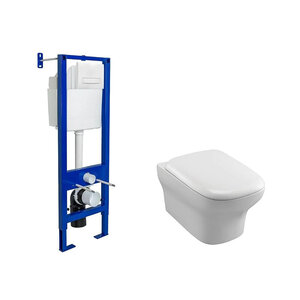 Изображение товара Инсталляция Berges Atom Line с безободковым унитазом Jacob Delafon Vox, сиденье микролифт, клавиша смыва, 040339/EDM102-00/E20142-00