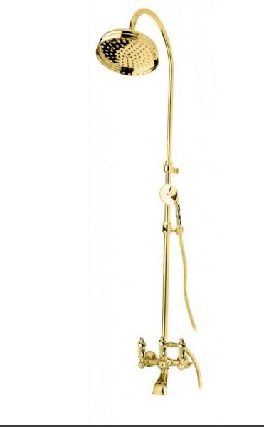 Изображение товара Душевая система Cezares FIRST-CVD-03/24-M с верхним и ручным душем, золото 24 карата
