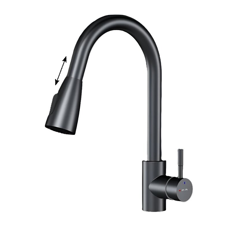 Изображение товара Смеситель для кухонной мойки с выдвижным изливом AM.PM X-Joy S черный