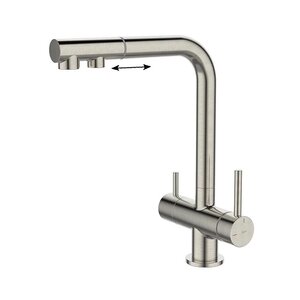 Изображение товара Смеситель Iddis Umbra UMBBNPFi05 для кухонной мойки, выдвижной излив, с подключением к фильтру, сатин
