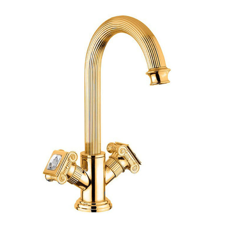 Изображение товара Смеситель Cezares Olimp LS2-03/24-Sw цвет золото, ручки квадратные Swarovski