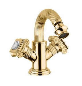 Изображение товара Смеситель Cezares Olimp BS2-03/24-Sw цвет золото, ручки квадратные Swarovski