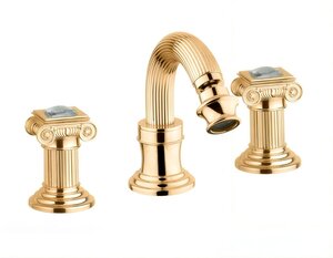 Изображение товара Смеситель Cezares Olimp BBS2-03/24-Sw цвет золото, ручки квадратные Swarovski