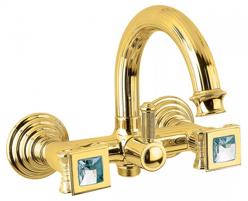 Изображение товара Смеситель Cezares Olimp VD-03/24-Sw цвет золото, ручки квадратные Swarovski