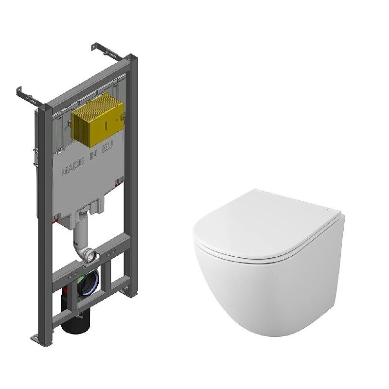 Изображение товара Инсталляция Jacob Delafon с безободковым унитазом Owl 1975 Vind Cirkel-H и сиденьем микролифт
