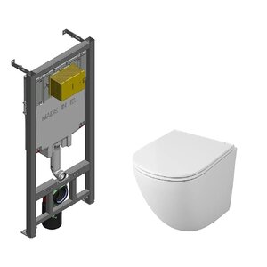Изображение товара Инсталляция Jacob Delafon с безободковым унитазом Owl 1975 Vind Cirkel-H и сиденьем микролифт