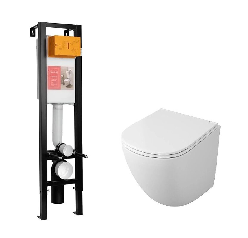 Изображение товара Инсталляция Jacob Delafon с безободковым унитазом Owl 1975 Vind Cirkel-H с микролифтом