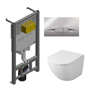 Изображение товара Инсталляция Jacob Delafon с безободковым подвесным унитазом Owl 1975 Vind Cirkel-H торнадо