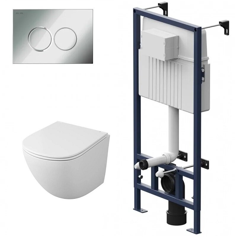 Изображение товара Инсталляция Am.Pm ProC с безободковым унитазом Owl 1975 Vind Cirkel-H, сиденье микролифт, клавиша смыва, I012707/TOWLT190302/I070151