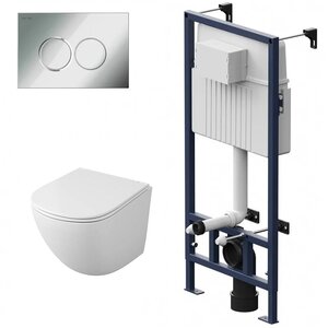 Изображение товара Инсталляция Am.Pm ProC с безободковым унитазом Owl 1975 Vind Cirkel-H, сиденье микролифт, клавиша смыва, I012707/TOWLT190302/I070151