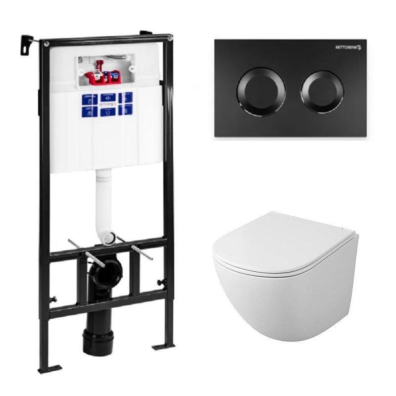 Изображение товара Инсталляция Bettoserb Sava Fix Slim с безободковым унитазом Owl 1975 Vind Cirkel-H и сиденьем микро