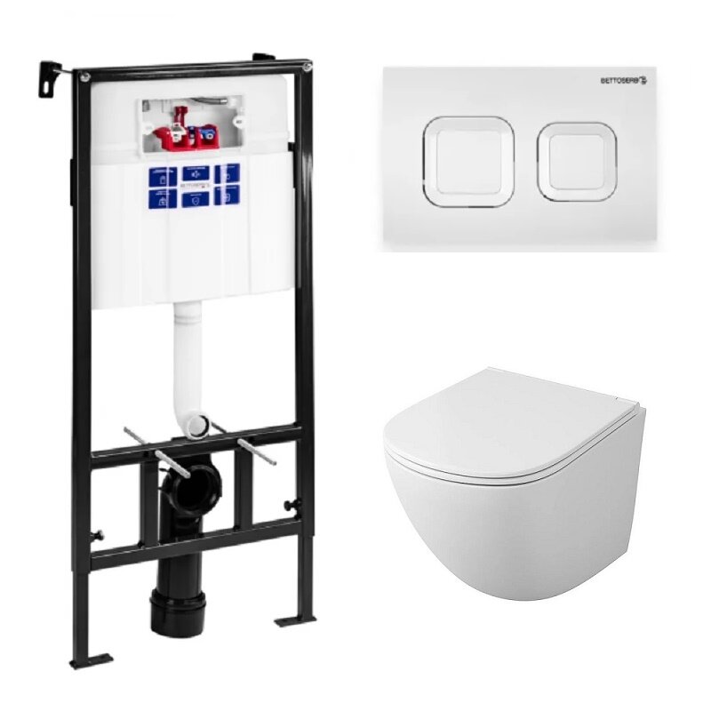 Изображение товара Инсталляция Bettoserb Sava Fix Slim с безободковым унитазом Owl 1975 Vind Cirkel-H