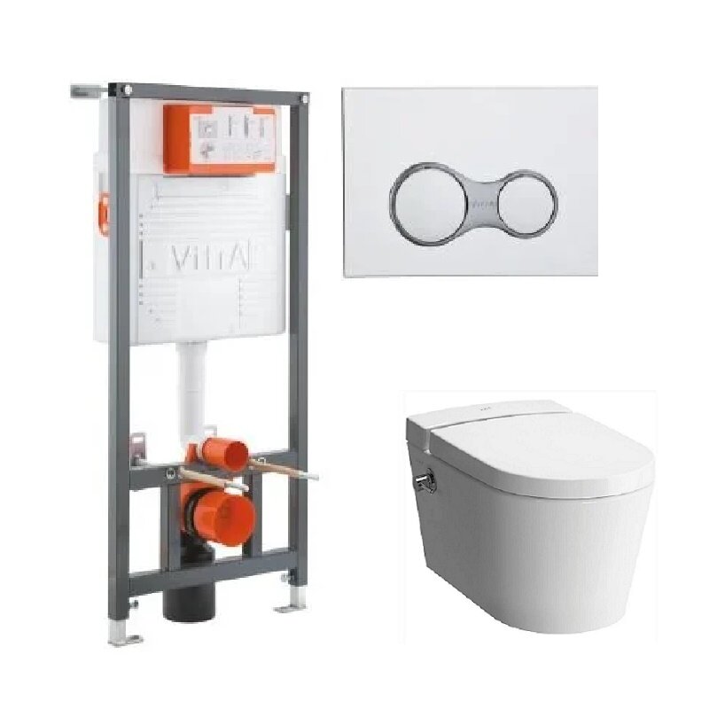 Изображение товара Инсталляция Vitra Rapid с безободковым унитазом VitrA Nest и функцией биде