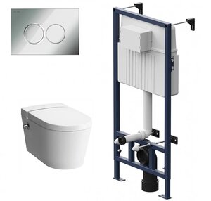 Изображение товара Инсталляция Am.Pm ProC с безободковым унитазом VitrA Nest с функцией биде, сиденье микролифт, клавиша смыва, I012707/5176B003-6233/I070151