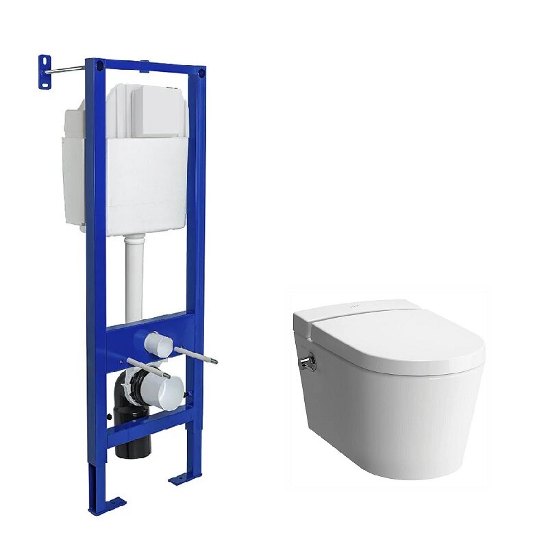 Изображение товара Инсталляция Berges Atom с безободковым унитазом VitrA Nest и функцией биде