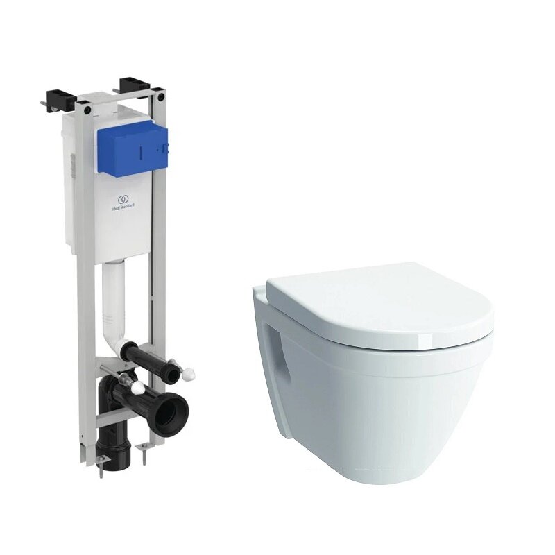 Изображение товара Инсталляция Ideal Standard с безободковым унитазом VitrA S50, сиденье микролифт, E233267/7740B003-0075/801-003-019