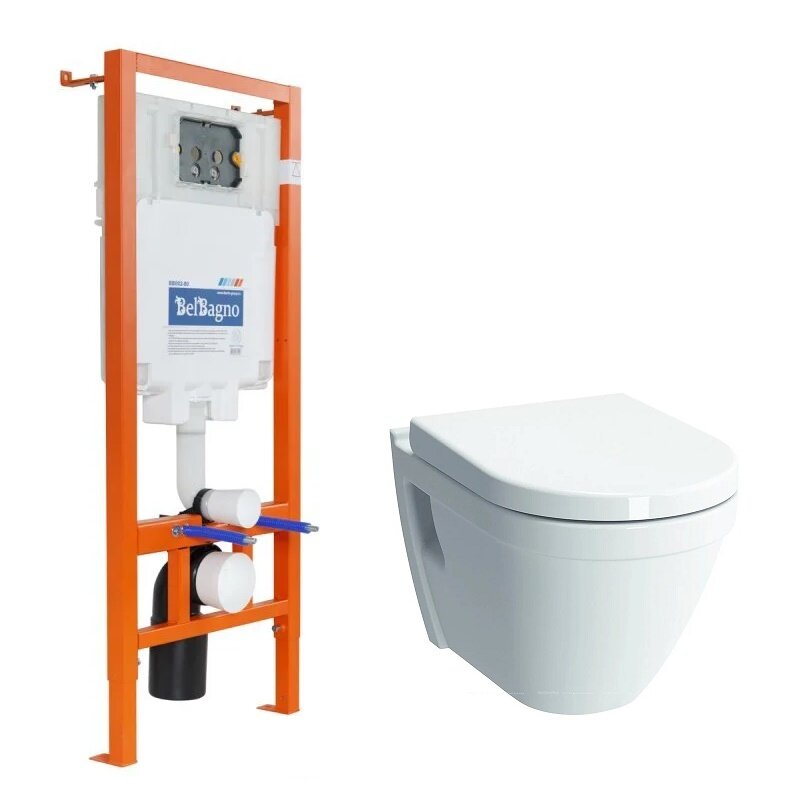 Изображение товара Инсталляция BelBagno с безободковым унитазом VitrA S50 и сиденьем микролифт Изображение товара Инсталляция BelBagno с безободковым унитазом VitrA S50 и сиденьем микролифт