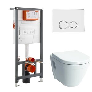 Изображение товара Инсталляция Vitra Rapid с безободковым унитазом Vitra S50, подвесной, фарфор