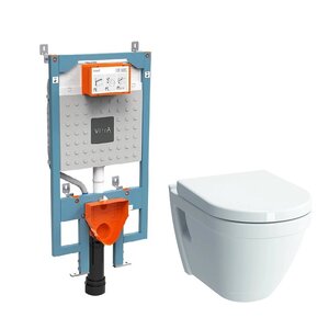 Изображение товара Встраиваемый унитаз Vitra S50 безободковый с инсталляцией Vitra V-Fix Prime