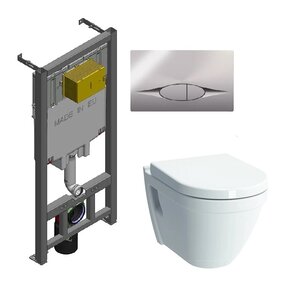 Изображение товара Инсталляция Jacob Delafon с безободковым унитазом Vitra S50, сиденье микролифт, клавиша смыва, E21822-CP/7740B003-0075/801-003-019