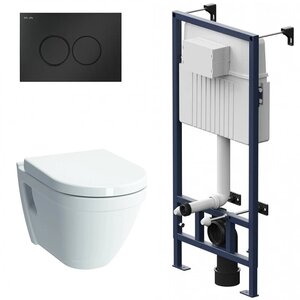 Изображение товара Инсталляция Am.Pm ProC с безободковым унитазом Vitra S50, сиденье микролифт, клавиша смыва, I012707/7740B003-0075/801-003-019/I070138