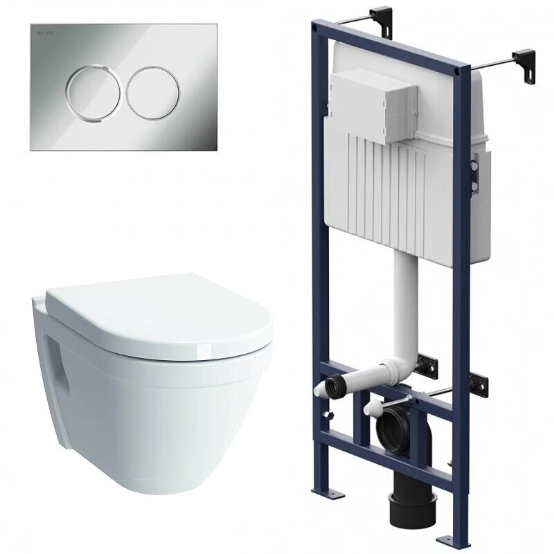 Изображение товара Инсталляция Am.Pm ProC с безободковым унитазом Vitra S50, сиденье микролифт, клавиша смыва