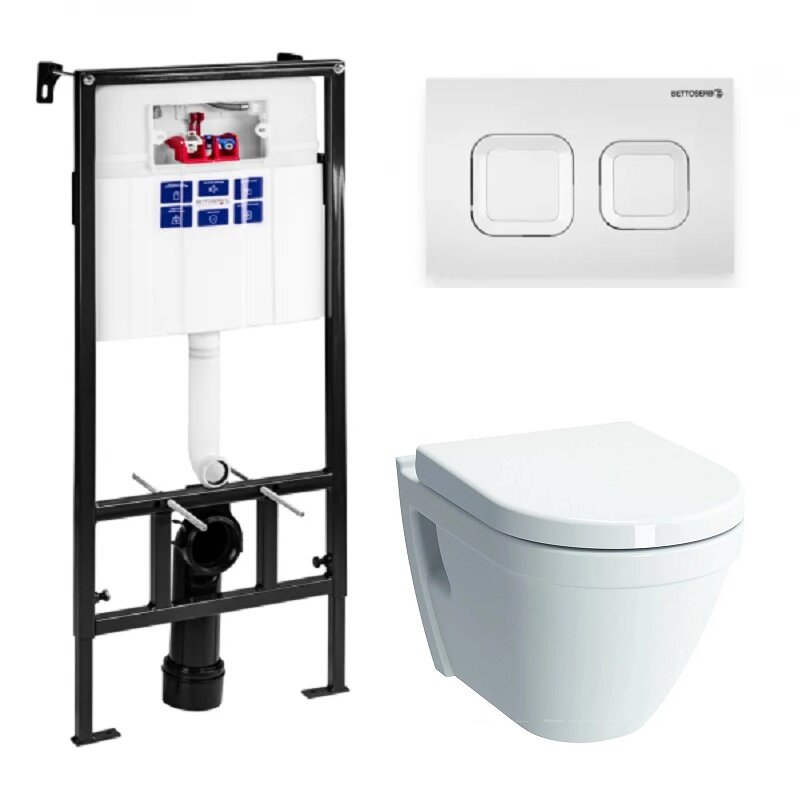 Изображение товара Инсталляция Bettoserb Sava Fix Slim с безободковым унитазом Vitra S50, комплект