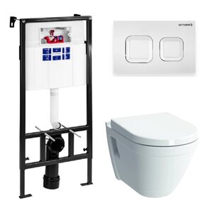 Изображение товара Инсталляция Bettoserb Sava Fix Slim с безободковым унитазом Vitra S50, сиденье микролифт, клавиша смыва, SET40006470/7740B003-0075/801-003-019