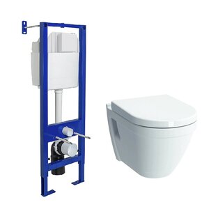 Изображение товара Инсталляция Berges Atom с безободковым унитазом Vitra S50, компакт, белый