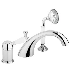 Изображение товара Смеситель Cezares ELITE-BVDM-01-Bi для ванны, хром, ручка белая