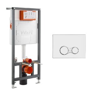 Изображение товара Инсталляция Vitra Rapid, с безободковым унитазом Ceramicanova Metric Rimless, сиденье микролифт, сантехфарфор, клавиша смыва, 742-5800-01/CN3007/740-0480