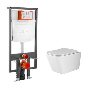 Изображение товара Инсталляция Vitra, с безободковым унитазом Ceramicanova Metric Rimless, сиденье микролифт, 748-5800-01/CN3007, сантехфарфор