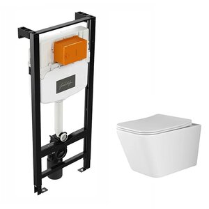 Изображение товара Инсталляция Jacob Delafon, с безободковым унитазом Ceramicanova Metric Rimless, сиденье микролифт, E24156-NF/CN3007, сантехфарфор