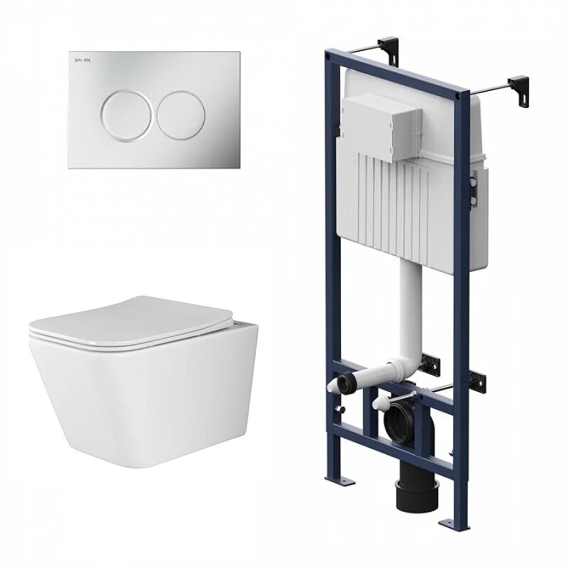 Изображение товара Инсталляция Am.Pm ProC, с безободковым унитазом Ceramicanova Metric Rimless, сиденье микролифт, клавиша смыва, I012707/CN3007/I070131