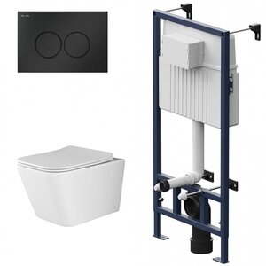 Изображение товара Инсталляция Am.Pm ProC, с безободковым унитазом Ceramicanova Metric Rimless, сиденье микролифт, клавиша смыва, I012707/CN3007/I070138