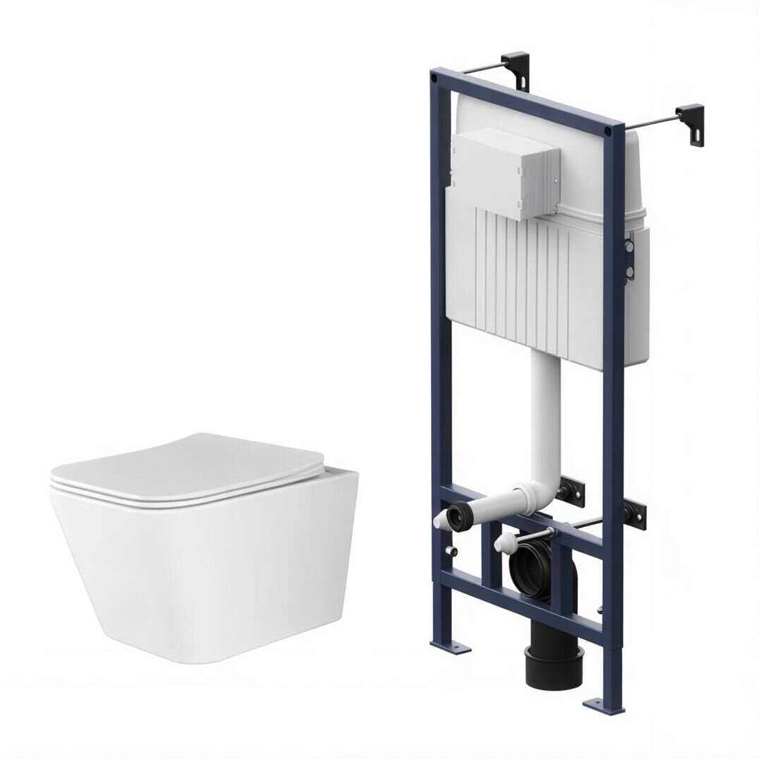 Изображение товара Инсталляция Am.Pm ProC, с безободковым унитазом Ceramicanova Metric Rimless, сиденье микролифт, I012707/CN3007