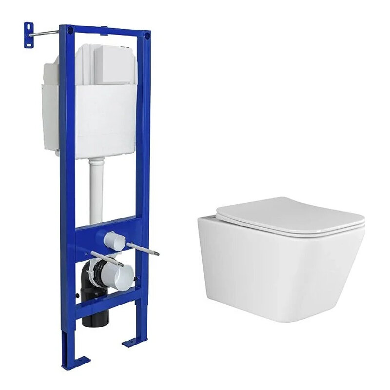 Изображение товара Инсталляция Berges Atom, с безободковым унитазом Ceramicanova Metric Rimless, сиденье микролифт, 040330/CN3007