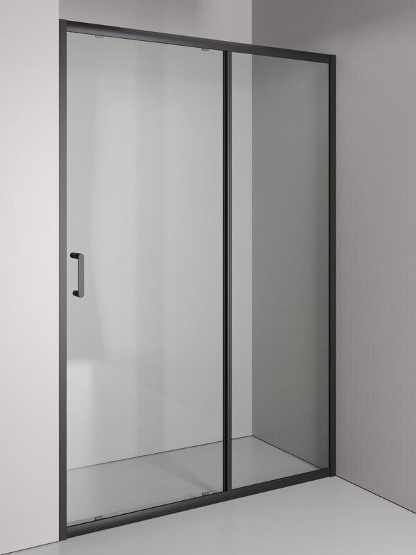 Изображение товара Душевая дверь Orange E02-130TB, 130 см, стекло прозрачное, профиль черный матовый Изображение товара Душевая дверь Orange E02-130TB, 130 см, стекло прозрачное, профиль черный матовый