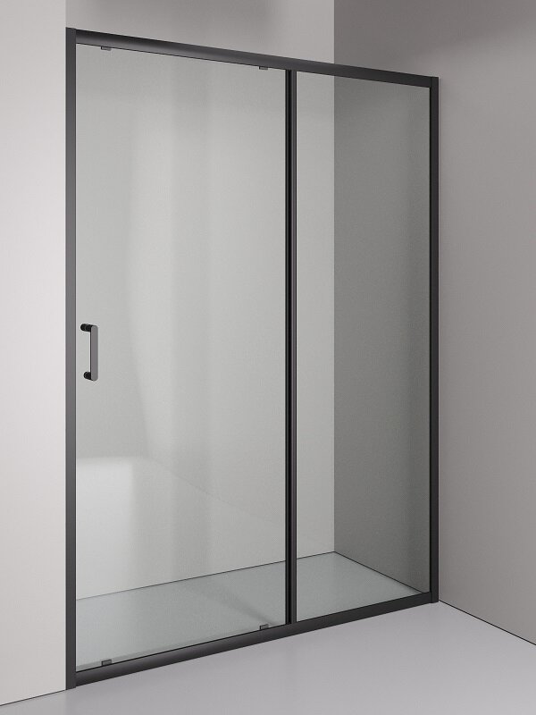 Изображение товара Душевая дверь Orange E02-140TB 140 см раздвижная из стекла с черным профилем