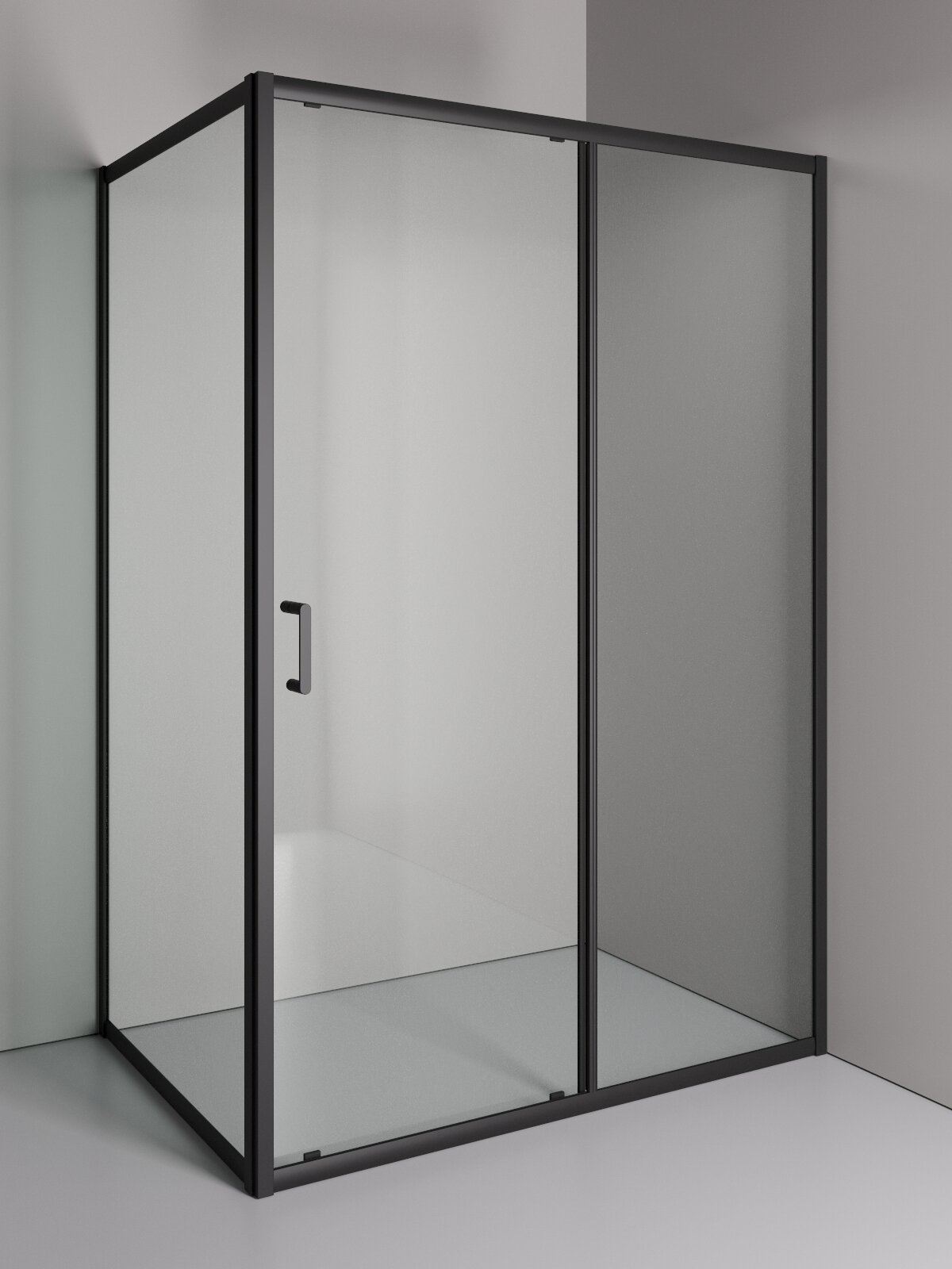 Изображение товара Душевой уголок Orange E23-14090TB 140x90 см с раздвижной дверью, черный матовый профиль