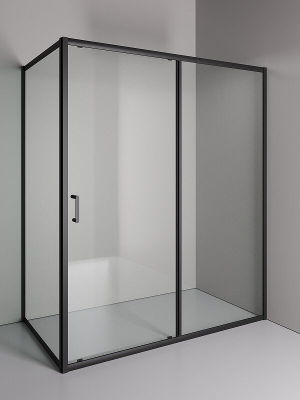 Изображение товара Душевой уголок Orange E23-16090TB, 160x90см, стекло 6мм, черный матовый профиль, раздвижная дверь